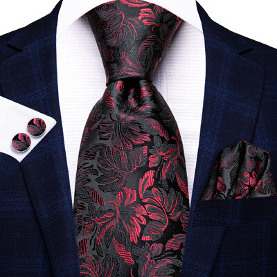 Hi-Tie vahtralehed lilla sinine meeste elegantsed lipsud mansetinööbid Moodne siidist lips meestele Pulmapidu Äri