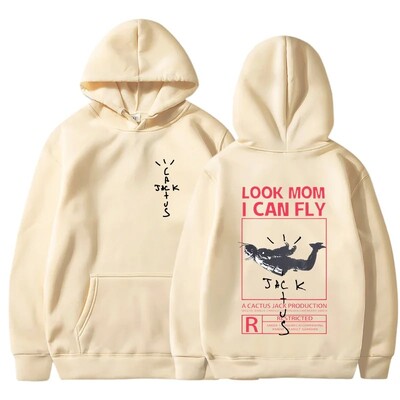 LOOK MOM I CAN FLY Printed Mens Hoody Creativity Crewneck Clothing Fashion Oversize Sweatshirt Fashio Crewneck Hoodie Мъжки