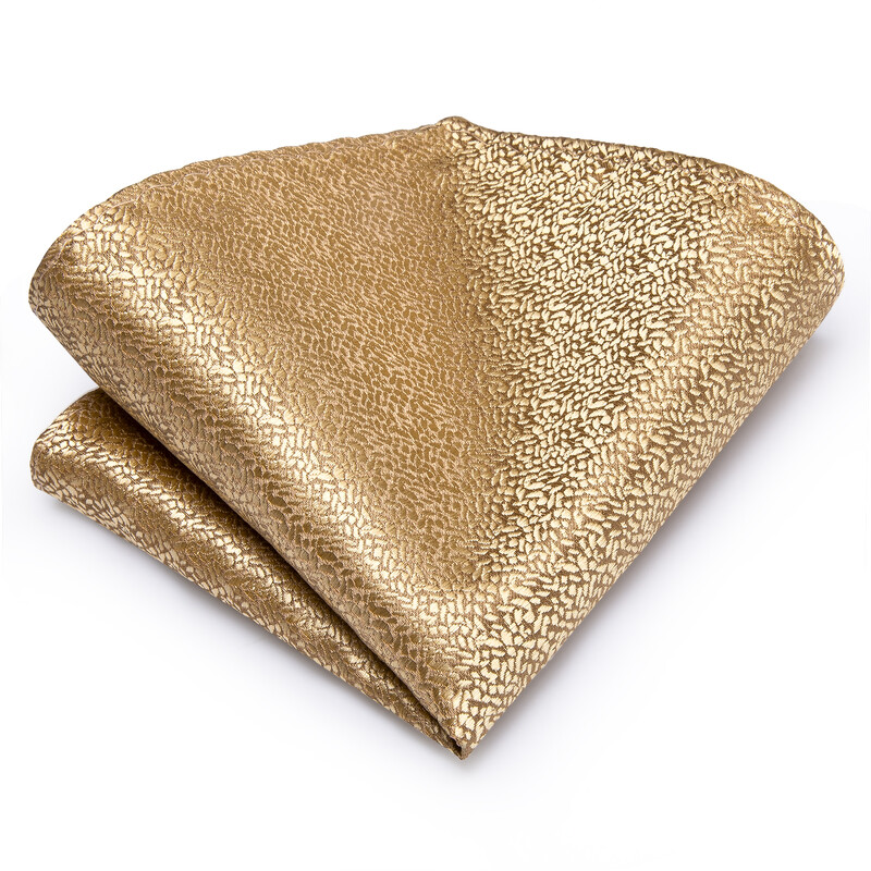 Hi-tie Cravată de lux din mătase galben auriu pentru bărbați Cravată de lux Paisley solidă pentru bărbați Set de butoni cu hanky, nuntă formală, petrecere de afaceri