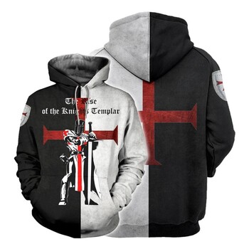 Knights Templar Armor Hoodies Jacket Crusader Cross Medieval Sweathsirt Pullover Full Printed 3D Мъжки суитър с качулка Carnival