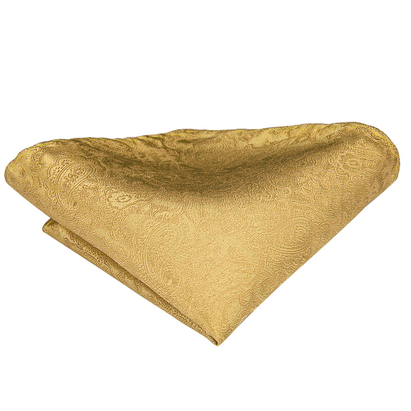 Hi-Tie Set de cravate din mătase pentru bărbați Set de cravate și batiste cu flori din aur galben, pentru bărbați, costum pentru petrecere de nuntă, cravată la modă C-3053