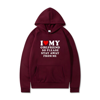 I Love My Girlfriend Good Man Hoodie Пролет Есен Забавен дизайн Чист памук Удобно голямо свободно свободно ежедневно облекло Суичър