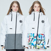 Āra sporta slēpošanas jakas vīriešiem Sieviešu biezas vēja necaurlaidīgas ūdensnecaurlaidīgas ziemas sniega mēteļi snovbordam, siltas elpojošas jakas