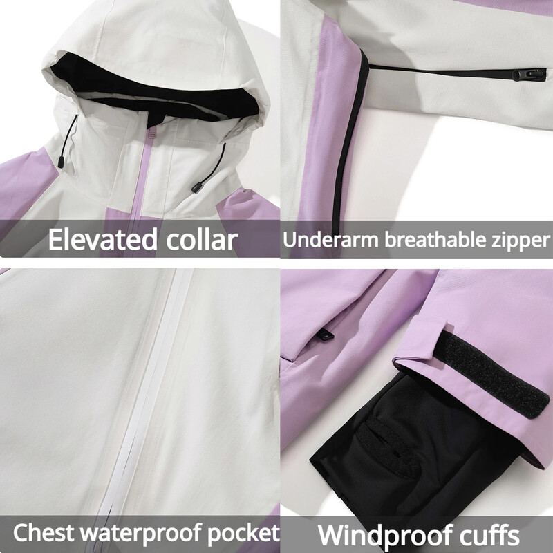 Jachete de schi impermeabile pentru femei, 2025, haine noi de snowboard, sport în aer liber, jachetă de schi pentru bărbați, haine calde cu fermoar cu glugă