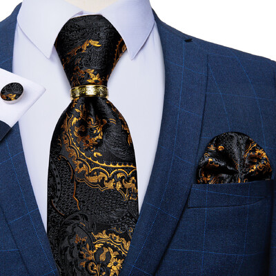 Sarkanas cietas kaklasaites vīriešiem Biznesa kāzu kaklasaite ar nerūsējošā tērauda pūķa gredzenu kabatlakats Luksusa Gravata vīriešu aksesuāri