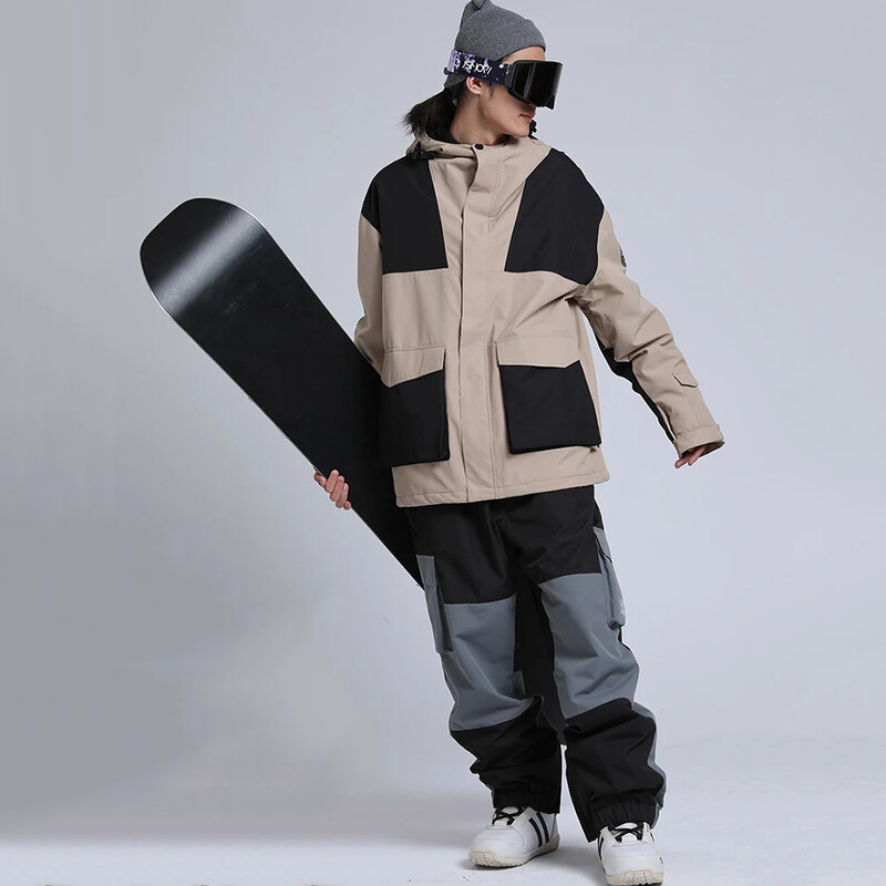 Zimné športové pánske lyžiarske bundy, nepremokavé teplé lyžiarske bundy, nové snowboardové voľné oblečenie, zahustené vetruodolné pánske zimné oblečenie