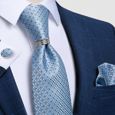 DiBanGu Cravată clasică pentru bărbați, 8 cm, mătase, jacquard, auriu, roșu, paisley, floral, de lux, pentru petrecere de nuntă, set pătrat de buzunar, cadou pentru tată