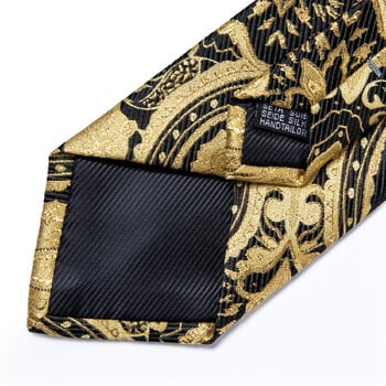 New Fashion Yellow Black Paisley Μεταξωτές Γραβάτες Ανδρικές Υψηλής ποιότητας 8cm Επαγγελματική Γραβάτα Γάμου Τσέπη Μανικετόκουμπα Σετ DiBanGu