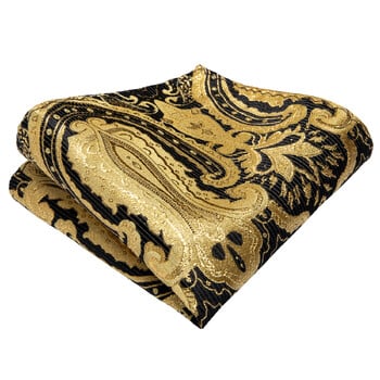 New Fashion Yellow Black Paisley Μεταξωτές Γραβάτες Ανδρικές Υψηλής ποιότητας 8cm Επαγγελματική Γραβάτα Γάμου Τσέπη Μανικετόκουμπα Σετ DiBanGu