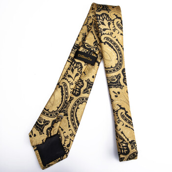 New Fashion Yellow Black Paisley Μεταξωτές Γραβάτες Ανδρικές Υψηλής ποιότητας 8cm Επαγγελματική Γραβάτα Γάμου Τσέπη Μανικετόκουμπα Σετ DiBanGu