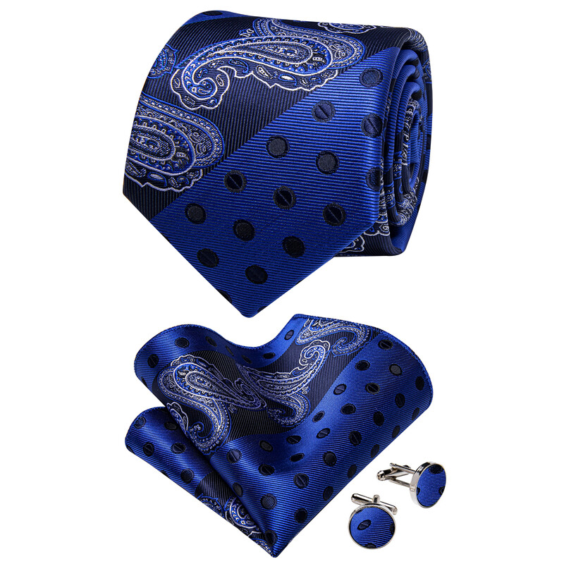 Cravată jacquard pentru bărbați, în dungi, cu buzunar, cu butoni, cravată de lux din mătase pentru bărbat, cadou de ziua tatălui, petrecere de nuntă