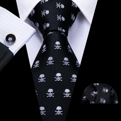 Set cravate pentru bărbați la modă Mătase Gri Negru Argintiu Alb În carouri în dungi Solid Paisley Cravată Floral Gât Batistă Butoni Barry·Wang