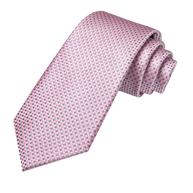 Hi-Tie ružovo-sivá bodkovaná dizajnérska elegantná kravata pre mužov, módna značka, svadobná párty, kravata, ručná kravata, manžetové gombíky, veľkoobchod