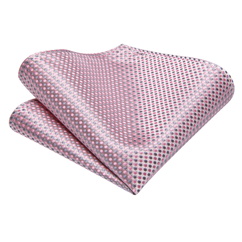 Hi-Tie ružovo-sivá bodkovaná dizajnérska elegantná kravata pre mužov, módna značka, svadobná párty, kravata, ručná kravata, manžetové gombíky, veľkoobchod