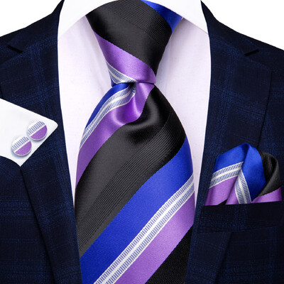 Pánske kravaty Hi-Tie v bordovej pruhovanej farbe, 8,5 cm, žakárové doplnky na kravatu, denné nosenie, kravata, svadobná párty, vreckovka, sada manžetových gombíkov