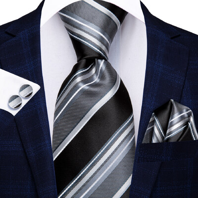 Pánske kravaty Hi-Tie v bordovej pruhovanej farbe, 8,5 cm, žakárové doplnky na kravatu, denné nosenie, kravata, svadobná párty, vreckovka, sada manžetových gombíkov