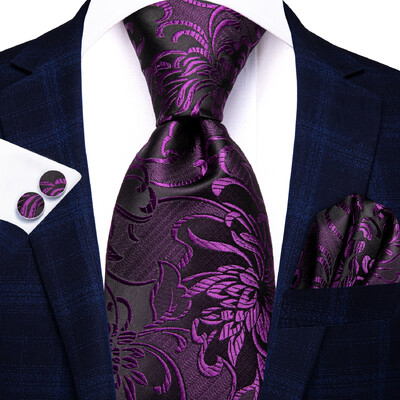 Pánske kravaty Hi-Tie v bordovej pruhovanej farbe, 8,5 cm, žakárové doplnky na kravatu, denné nosenie, kravata, svadobná párty, vreckovka, sada manžetových gombíkov