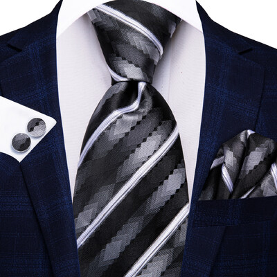 Pánske kravaty Hi-Tie v bordovej pruhovanej farbe, 8,5 cm, žakárové doplnky na kravatu, denné nosenie, kravata, svadobná párty, vreckovka, sada manžetových gombíkov