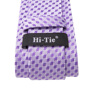 Hi-Te Voilet Lilac Dot Novelty Ανδρικά κομψά μανικετόκουμπα με γραβάτα για σμόκιν Κλασική μεταξωτή πολυτελής ανδρική γραβάτα