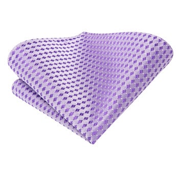 Hi-Te Voilet Lilac Dot Novelty Ανδρικά κομψά μανικετόκουμπα με γραβάτα για σμόκιν Κλασική μεταξωτή πολυτελής ανδρική γραβάτα