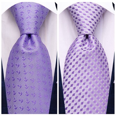 Hi-Tie Voilet Lilac Dot Новост за мъже, елегантна вратовръзка, кърпичка, копчета за ръкавели за смокинг, модна класическа копринена луксозна вратовръзка за мъже