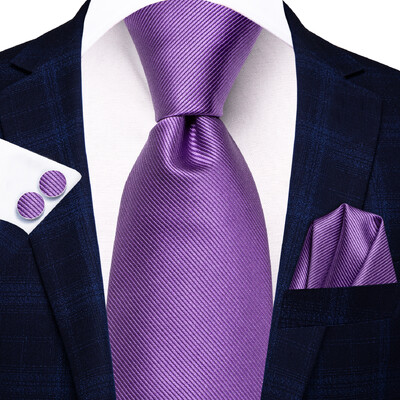 Hi-Tie Voilet Lilac Dot Novelty Elegantiškas kaklaraištis, rankogalių rankogalių sąsagos smokingo madai Klasikinis šilko prabangus kaklaraištis vyrams