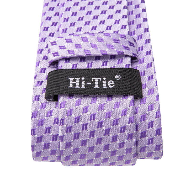 Hi-Tie Voilet Lilac Dot Novelty Elegantiškas kaklaraištis, rankogalių rankogalių sąsagos smokingo madai Klasikinis šilko prabangus kaklaraištis vyrams