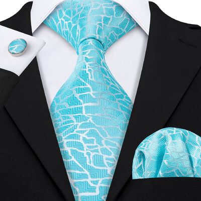 Noverlty cravată din mătase teal pentru bărbați, costum solid de marcă de lux, butoni de buzunar, set de cravate de înaltă calitate, petrecere de nuntă Barry.Wang