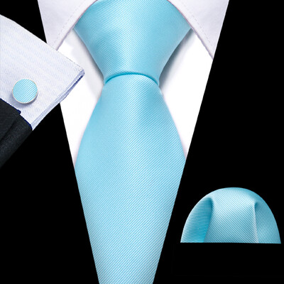 Noverlty cravată din mătase teal pentru bărbați, costum solid de marcă de lux, butoni de buzunar, set de cravate de înaltă calitate, petrecere de nuntă Barry.Wang