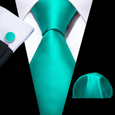 Noverlty cravată din mătase teal pentru bărbați, costum solid de marcă de lux, butoni de buzunar, set de cravate de înaltă calitate, petrecere de nuntă Barry.Wang