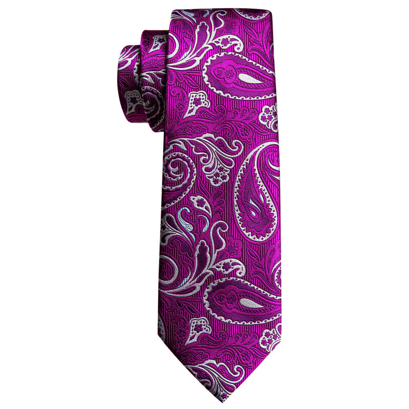 Noutate mov cravată pentru bărbați de lux, de înaltă calitate, jacquard, batistă, set de butoni, pentru petrecere, cadou de afaceri Barry.Wang 6615