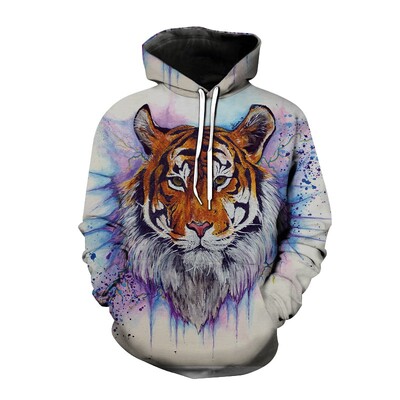 2023, noi hanorace sport pentru bărbați, cu imprimeu 3D de tigru, cu buzunar, maiuri, haină, hanorac lejer, pulover cu mânecă lungă, pulovere cu glugă