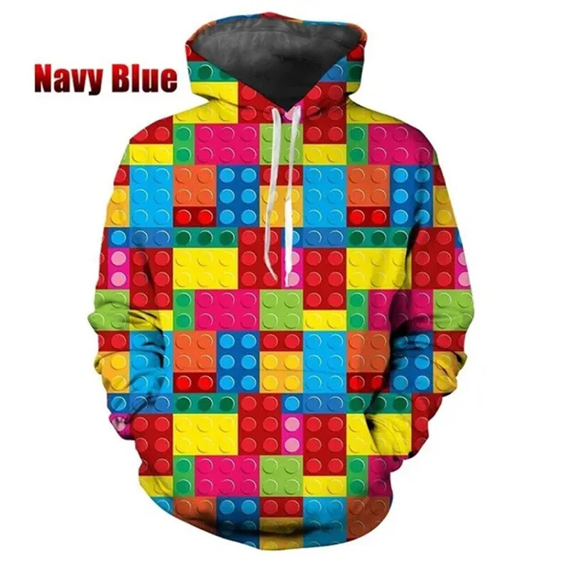 Blocuri de construcții amuzante Jucării Grafică pentru bărbați Hanorace Pulovere pentru bărbați Îmbrăcăminte 3D Hanorace Hanorace de modă Hanorace