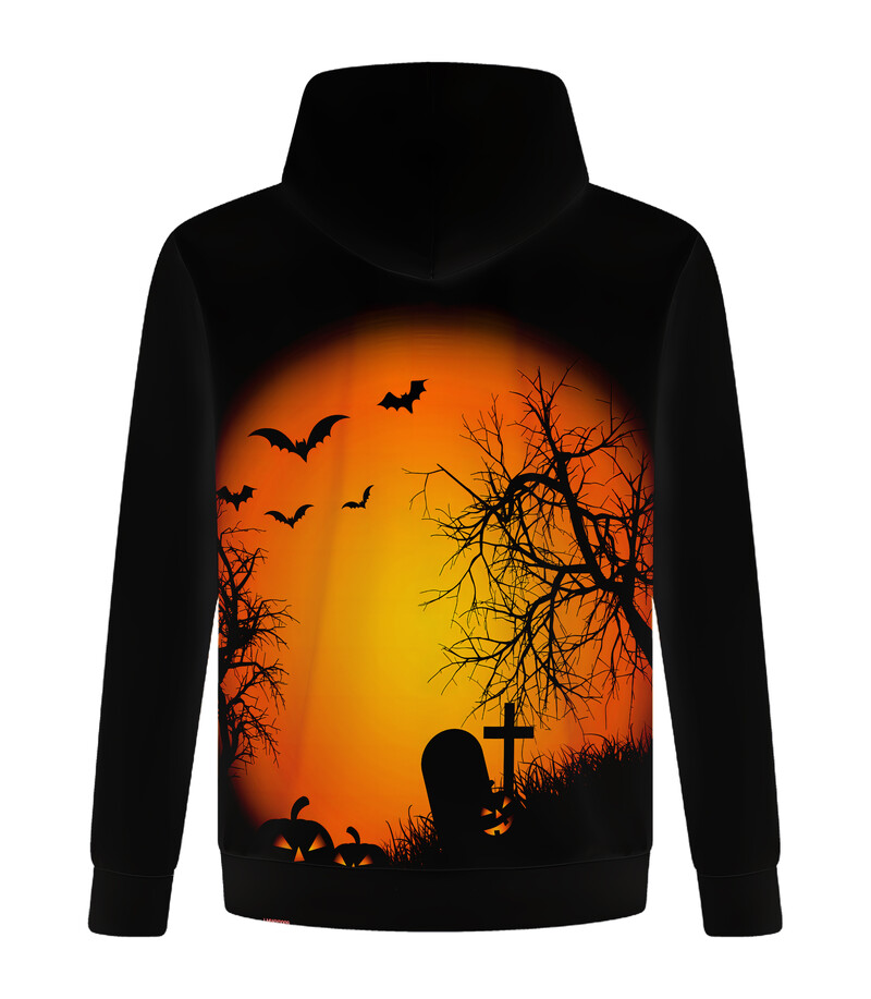 sikspārņu apdruka vīriešiem Kapucis Hip Hop Mīksts džemperis Ikdienas Helovīna Ķirbju melnas kapuces Streetwear brīvs pulovers vīriešu apģērbs