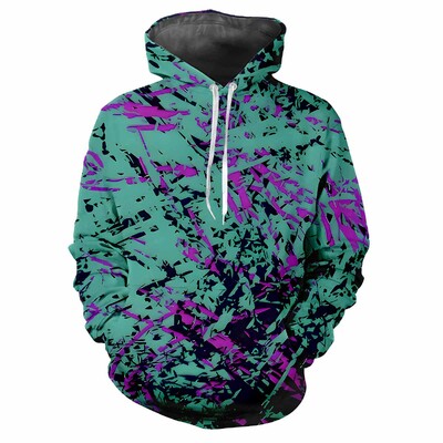 Jauns moderns vīriešu un sieviešu 3D drukāts ērts vīriešu ikdienas ikdienas sporta kapuci, kas piemērots āra apģērbam