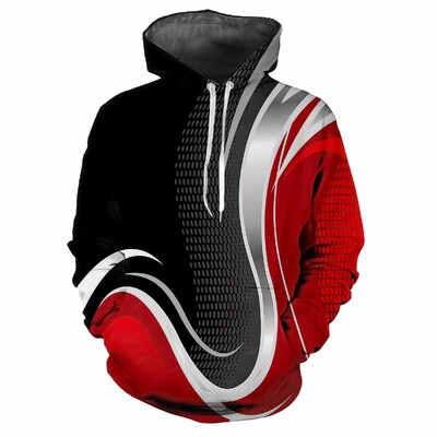 Jauns moderns vīriešu un sieviešu 3D drukāts ērts vīriešu ikdienas ikdienas sporta kapuci, kas piemērots āra apģērbam