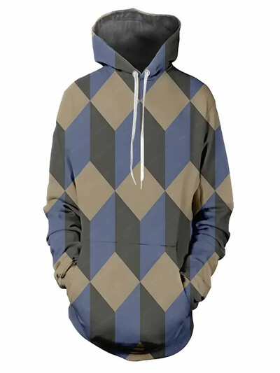 Moderns zīmola ins rombveida vīriešu džemperis rudens un ziemas samta biezināts sporta krekls ar kapuci brīvs amerikāņu ruffan