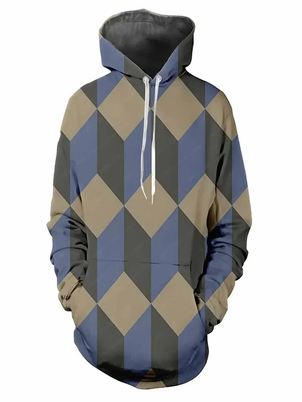 Moderns zīmola ins rombveida vīriešu džemperis rudens un ziemas samta biezināts sporta krekls ar kapuci brīvs amerikāņu ruffan