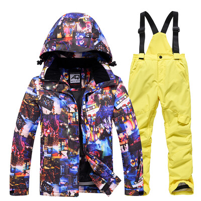 Mai ieftin, costum de zăpadă pentru copii, seturi de îmbrăcăminte pentru snowboard, îmbrăcăminte pentru exterior, haină de schi și pantalon cu bretele, costume pentru copii, băieți și fete