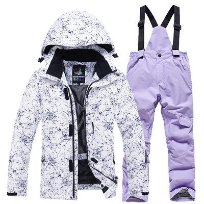 Mai ieftin, costum de zăpadă pentru copii, seturi de îmbrăcăminte pentru snowboard, îmbrăcăminte pentru exterior, haină de schi și pantalon cu bretele, costume pentru copii, băieți și fete