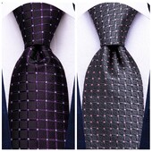 Hi-Tie Plaid Dots Purpursarkani Pelēka Vīriešu Eleganta kaklasaite Kabatlakatiņu Aproču pogas Smokingam Modes Klasiska zīda Luksusa kaklasaite vīriešiem