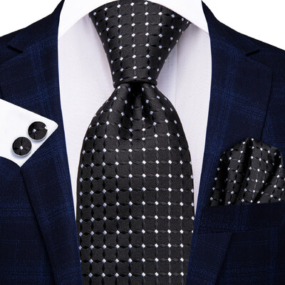 Hi-Tie Plaid Dots Purpursarkani Pelēka Vīriešu Eleganta kaklasaite Kabatlakatiņu Aproču pogas Smokingam Modes Klasiska zīda Luksusa kaklasaite vīriešiem