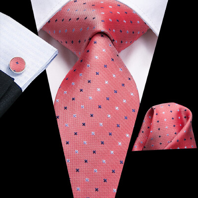 Hi-Tie Plaid Dots Purpursarkani Pelēka Vīriešu Eleganta kaklasaite Kabatlakatiņu Aproču pogas Smokingam Modes Klasiska zīda Luksusa kaklasaite vīriešiem