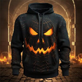 Pánsky kostým s 3D potlačou a kapucňou s motívom tekvice pre mužov a ženy ako darček na halloweenske sviatky.