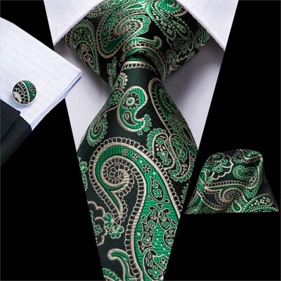 Hi-Tie Mint Green Paisley zīda kāzu kaklasaite vīriešiem Vasaras modes dizains Hanky aproču pogas dāvanu komplekts Biznesa ballīte Dropshipping