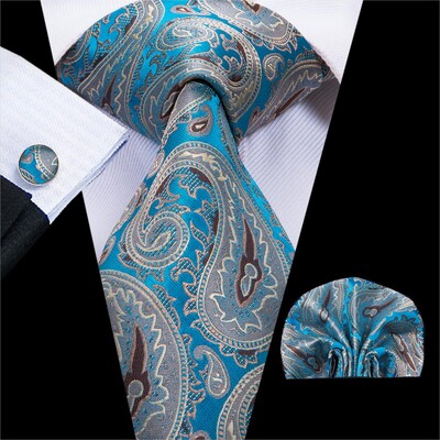 Hi-Tie Mint Green Paisley zīda kāzu kaklasaite vīriešiem Vasaras modes dizains Hanky aproču pogas dāvanu komplekts Biznesa ballīte Dropshipping