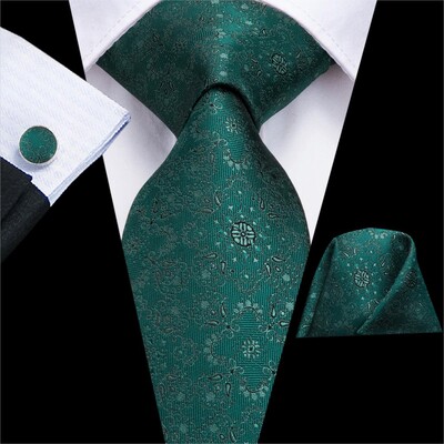 Hi-Tie Mint Green Paisley zīda kāzu kaklasaite vīriešiem Vasaras modes dizains Hanky aproču pogas dāvanu komplekts Biznesa ballīte Dropshipping
