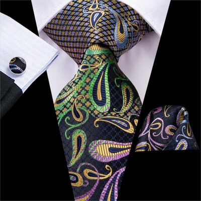 Hi-Tie Mint Green Paisley zīda kāzu kaklasaite vīriešiem Vasaras modes dizains Hanky aproču pogas dāvanu komplekts Biznesa ballīte Dropshipping