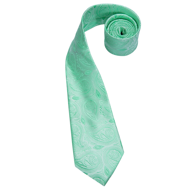 Hi-Tie Mint Green Paisley zīda kāzu kaklasaite vīriešiem Vasaras modes dizains Hanky aproču pogas dāvanu komplekts Biznesa ballīte Dropshipping