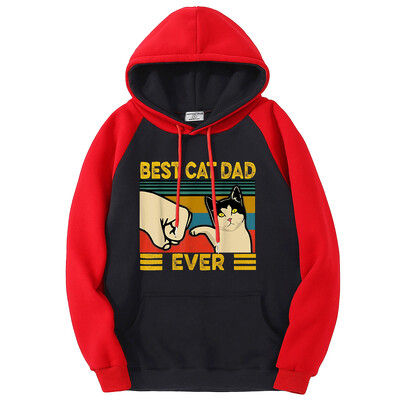Cel mai bun tată al pisicii care imprimă cu pumnul noi Hanorace pentru bărbați Haine largi ocazional Hanorace cu fleece oversize Hanorace cu glugă raglan de modă pentru femei